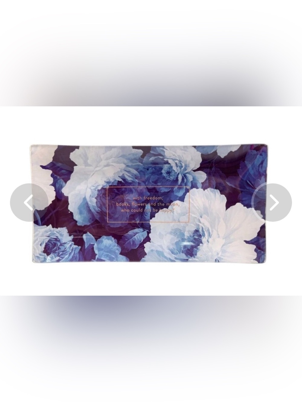 Fringe Studio Blue Floral Foil tray: with freedom, books flowers and the moon, w